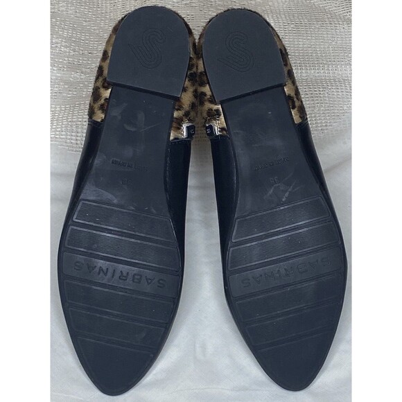 SABRINAS Ankle Boots Leather Calf Hair Fur Leopard Spain Womens 38 US 7.5 Black - Picture 7 of 9